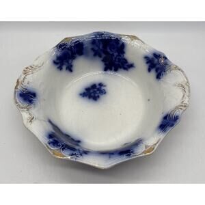 Antique W.H. Grindley Gironde Rose Flow Blue Vegetable Bowl Pre 1900’s Read Chip
